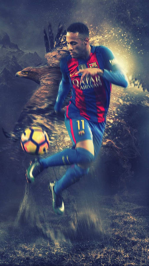 Neymar Dribbles Like A Hawk Wallpaper