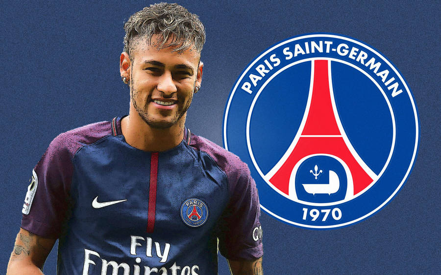 Neymar With Psg Logo Fan Art Wallpaper