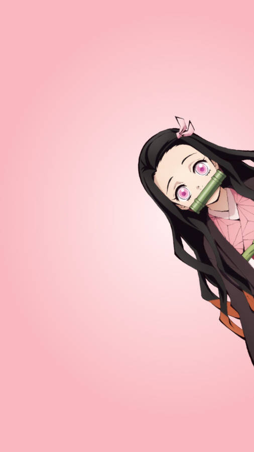 Nezuko Phone From The Side Wallpaper