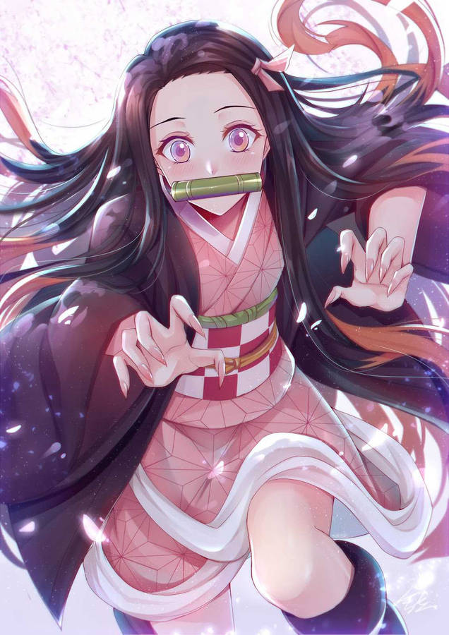 Nezuko Phone Running Wallpaper