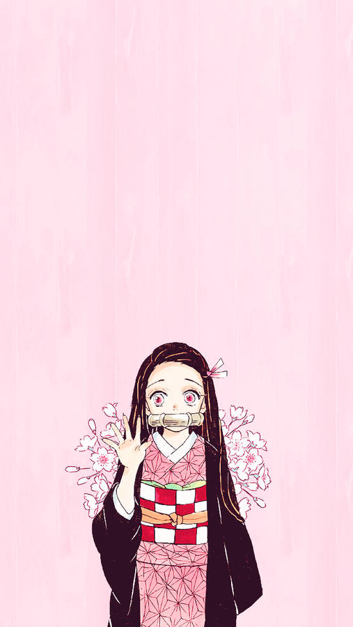 Nezuko Phone Waving Wallpaper