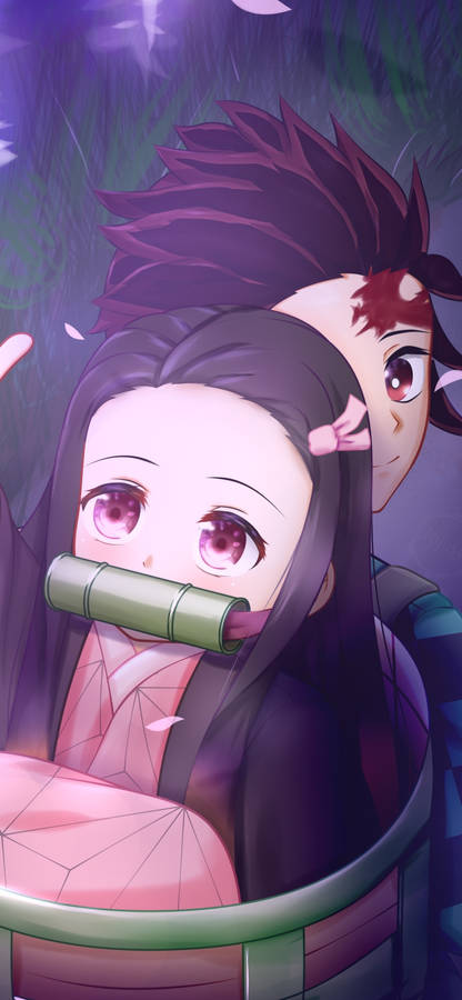 Nezuko Phone With Tanjiro Wallpaper