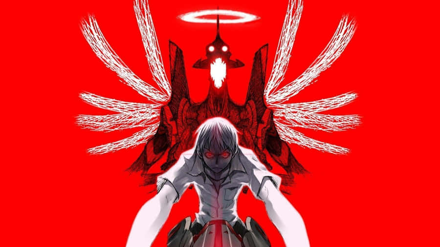 Nge Angel Red Background Wallpaper