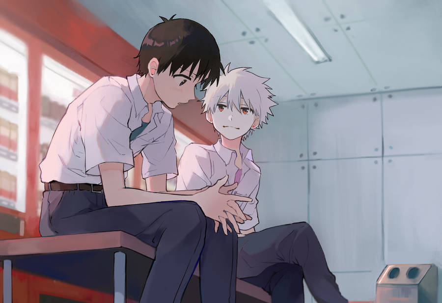 Nge Cute Artwork Kaworu Nagisa X Shinji Wallpaper