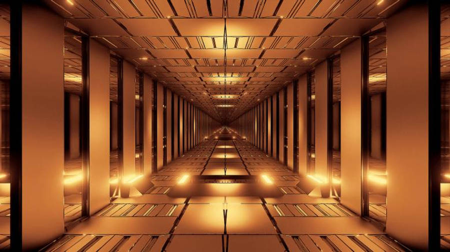 Nice Gold Corridor Wallpaper