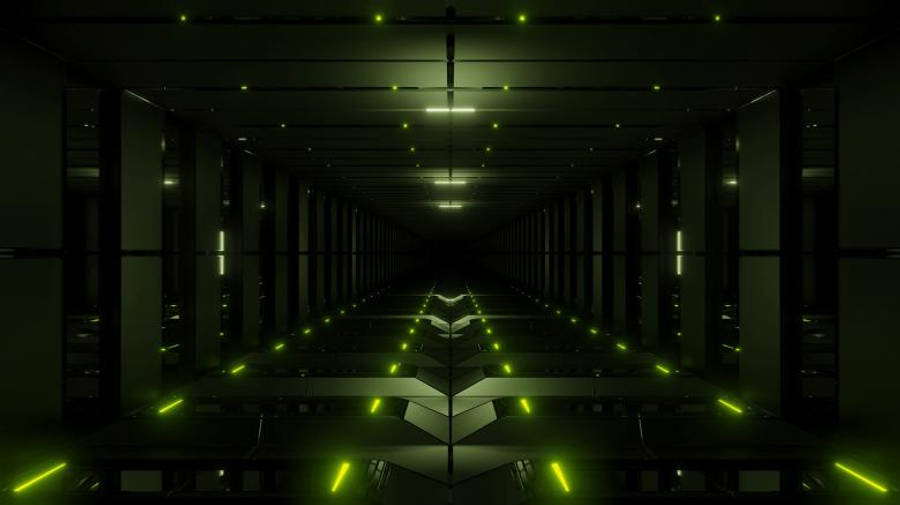 Nice Green Tunnel Corridor Wallpaper