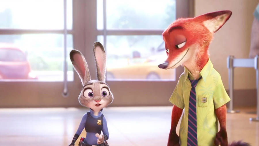 Nick Wilde Looking At Judy Hopps Wallpaper