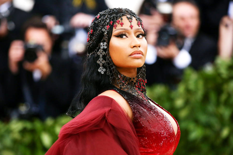 Nicki Minaj Hd Red Headdress Wallpaper