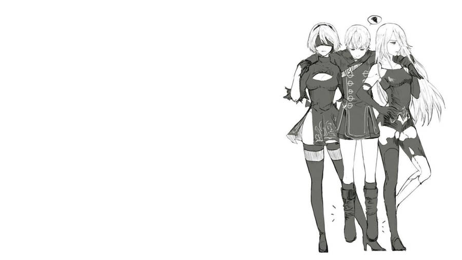 Nier Automata Androids Sketch Wallpaper