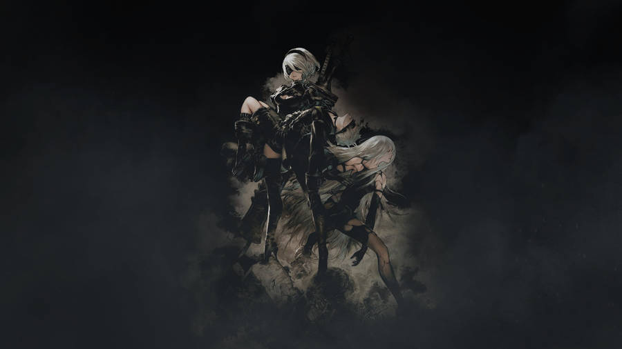 Nier: Automata Dark Anime Aesthetic Desktop Wallpaper