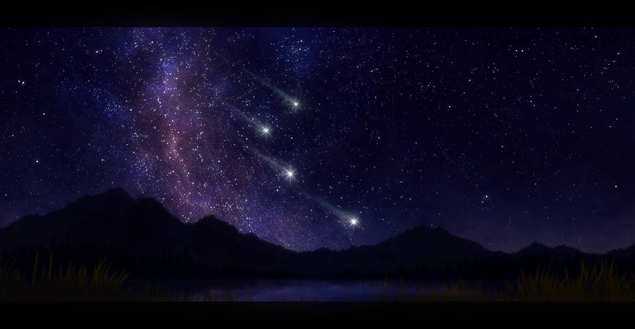 Night Aesthetic Shooting Stars Wallpaper