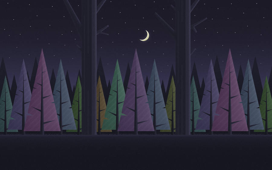 Night Forest Material Design Wallpaper