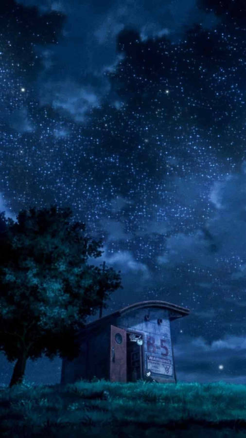 Night Sky Anime Scenery Wallpaper