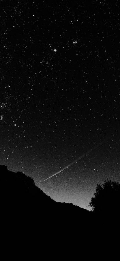 Night Sky With Shooting Star Solid Black Iphone Wallpaper