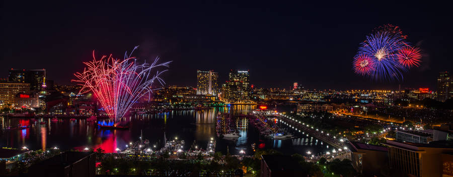 Night View Of The Inner Harbor, Baltimore City, Maryland Wallpaper