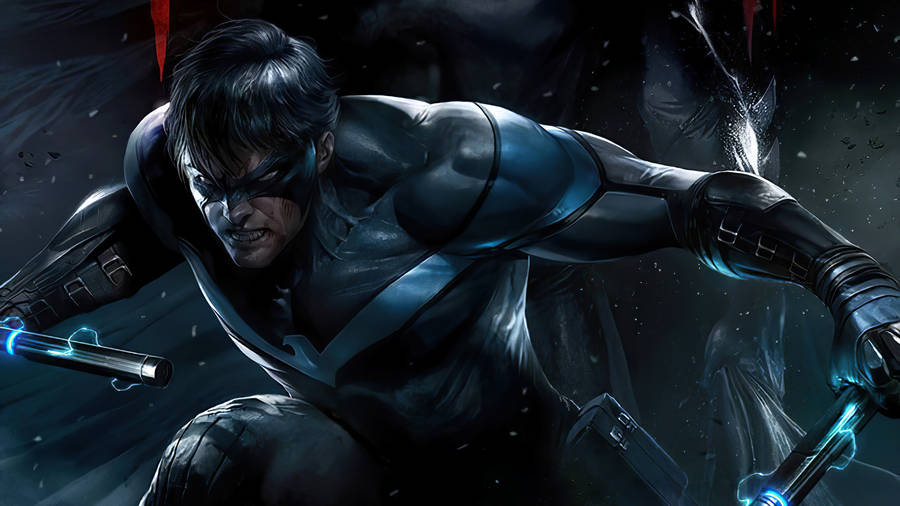 Nightwing In Dc Superhero Stance Wallpaper