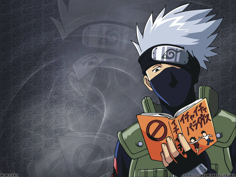 Ninja Kakashi With Orange Book Wallpaper