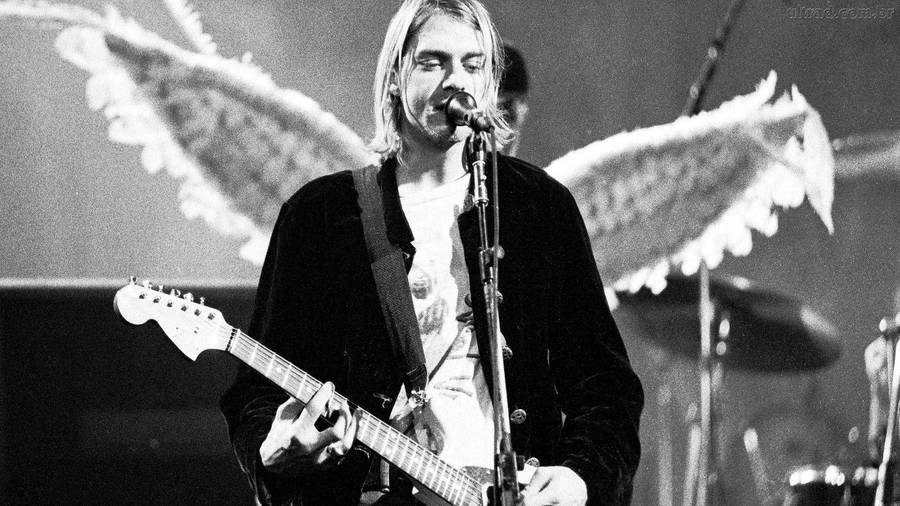 Nirvana Kurt Cobain Grayscale Photo Wallpaper