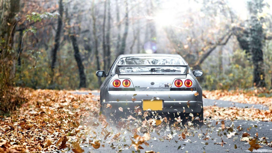 Nissan Skyline Gtr R33 During Autumn Wallpaper