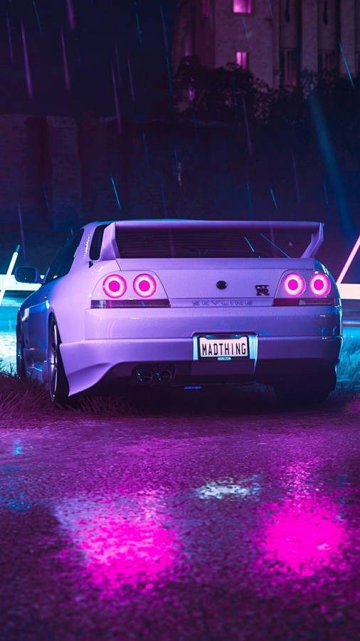 Nissan Skyline Gtr R33 Purple Lights Wallpaper