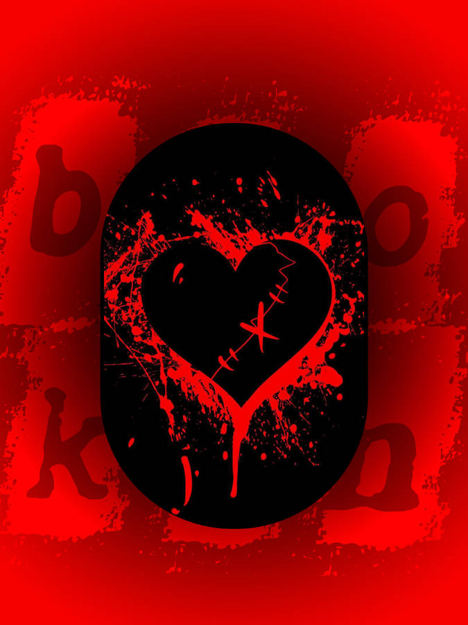 No Love Heart With Red Stitches Wallpaper