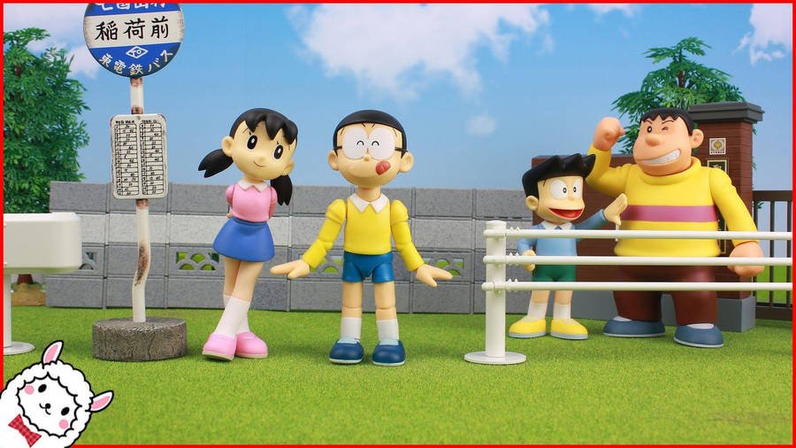 Nobita Shizuka Love Story At Park Wallpaper