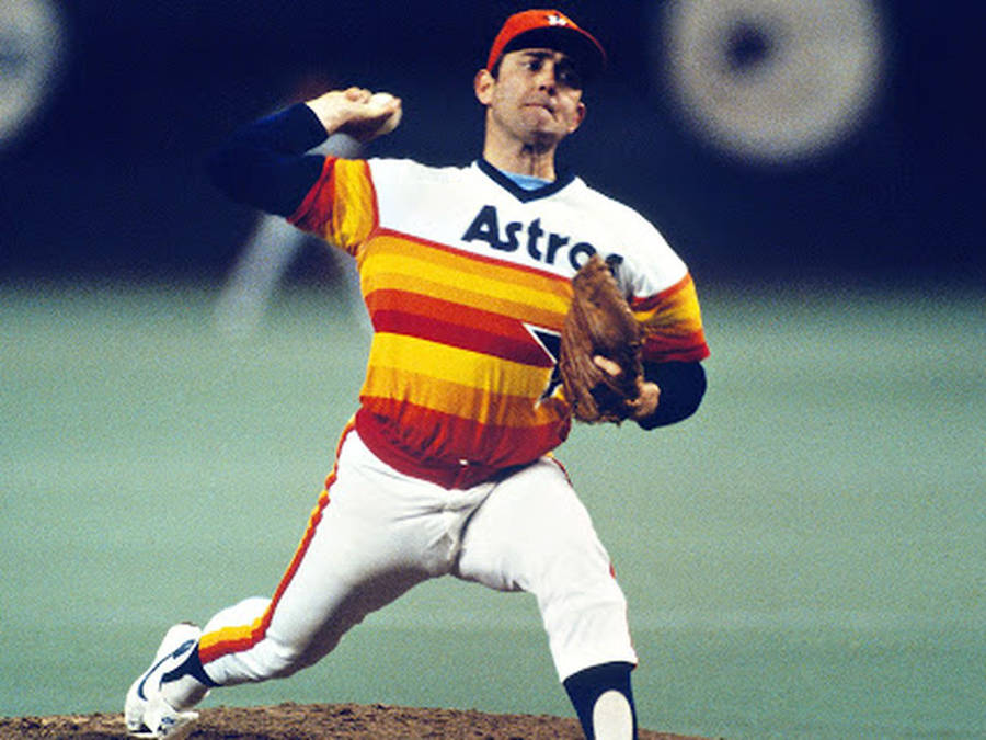 Nolan Ryan White And Orange Jersey Wallpaper