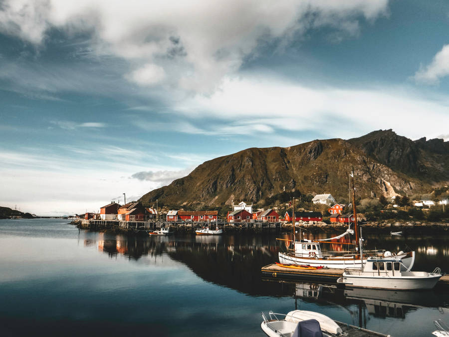 Norway Ballstad Fishing Village Wallpaper