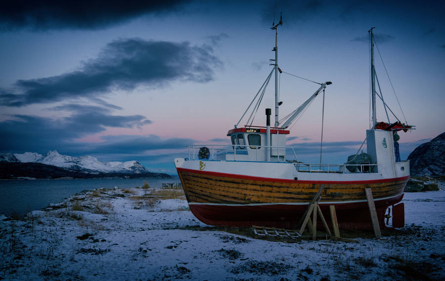 Norway Sørkjosen Boat On Land Wallpaper