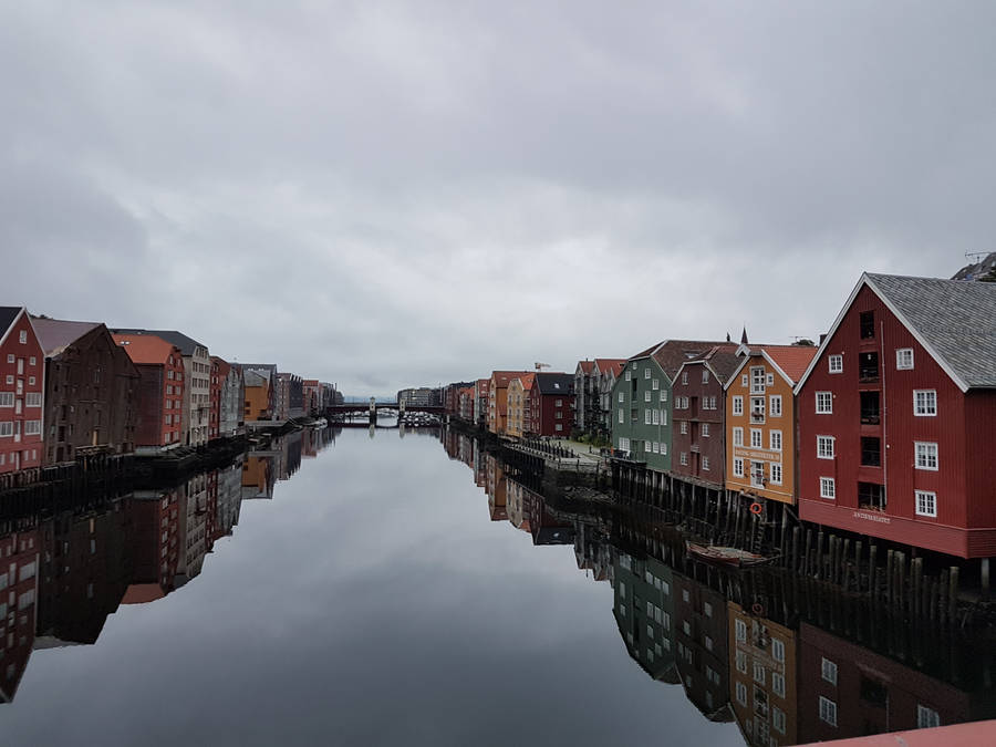 Norway Trondheim Pastel Houses Wallpaper