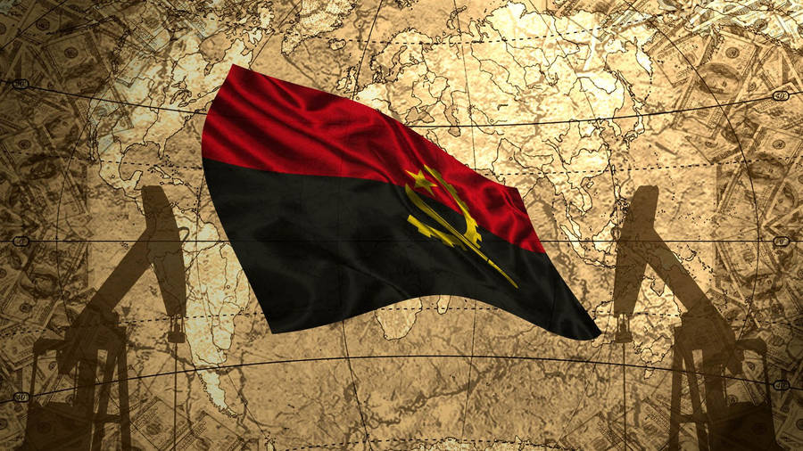 Nostalgic Cartography With Flag - Angola Wallpaper