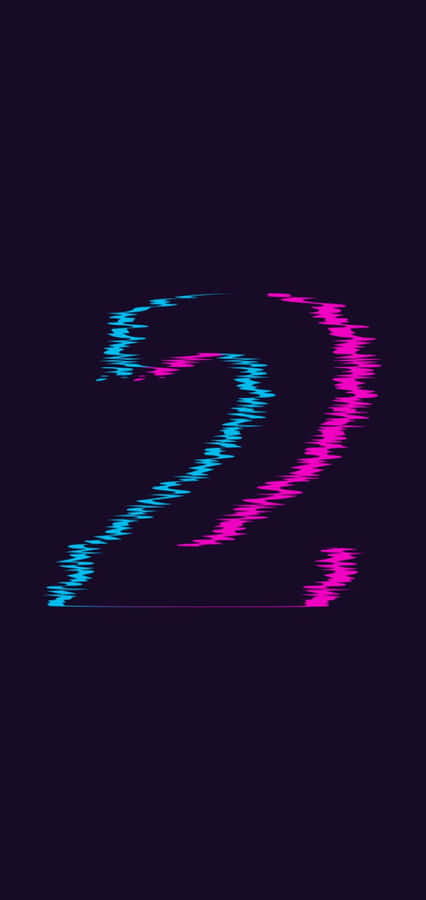 Number 2 Glitch Art Purple Teal Wallpaper