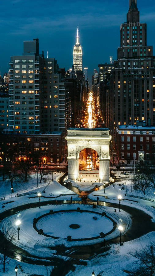 Nyu Campus Park At Night Wallpaper