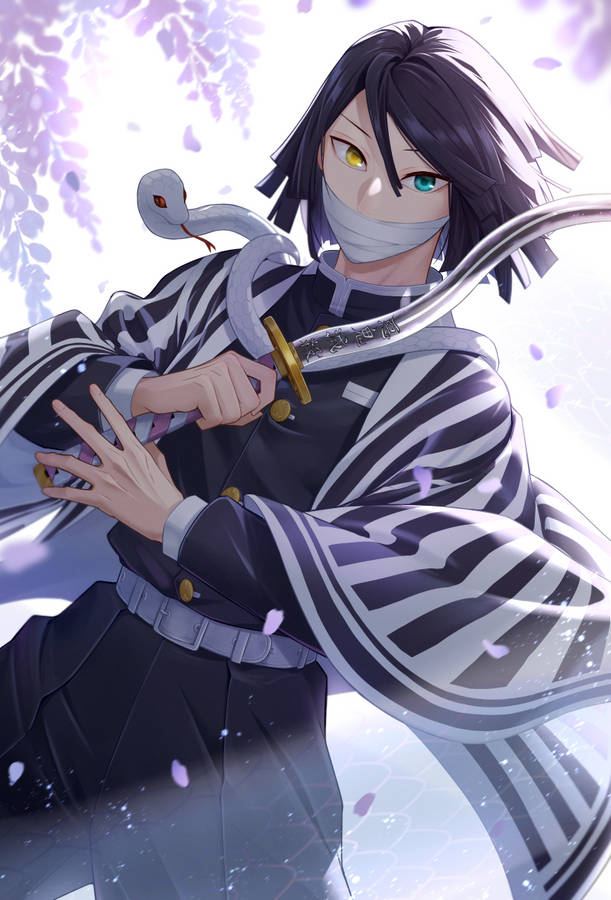 Obanai Iguro With Curved Sword Wallpaper