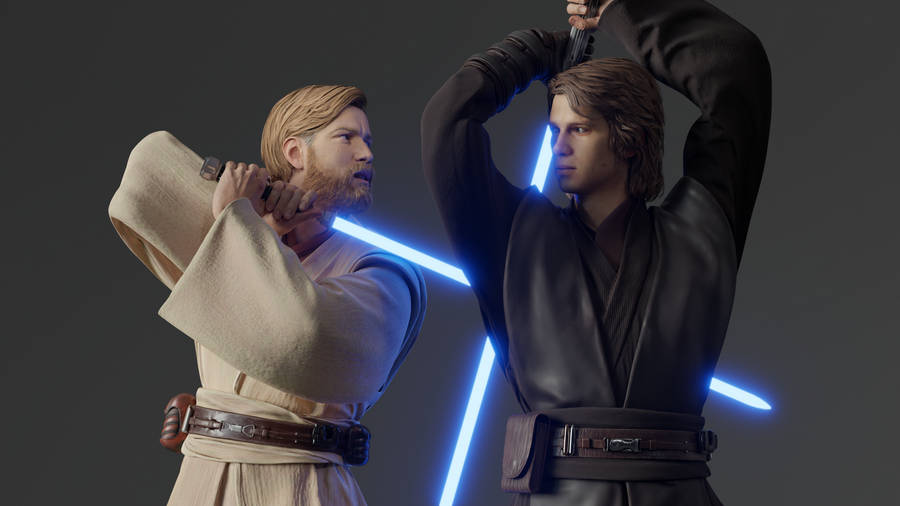 Obi Wan Kenobi Sparring With Anakin Wallpaper