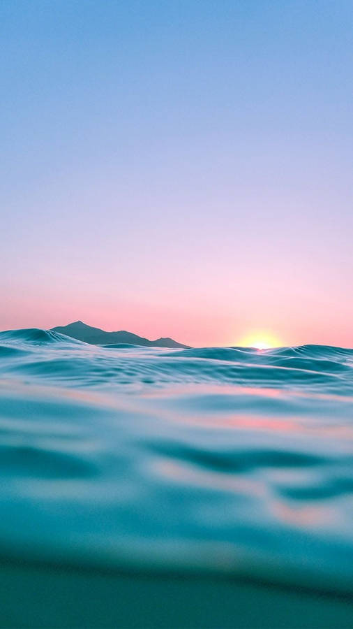 Ocean Wave And Sunset Simple Iphone Wallpaper