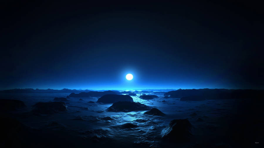 Ocean With Waves In Moonlight Wallpaper