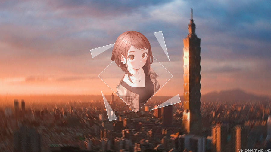 Ochaco Uraraka Cityscape Wallpaper