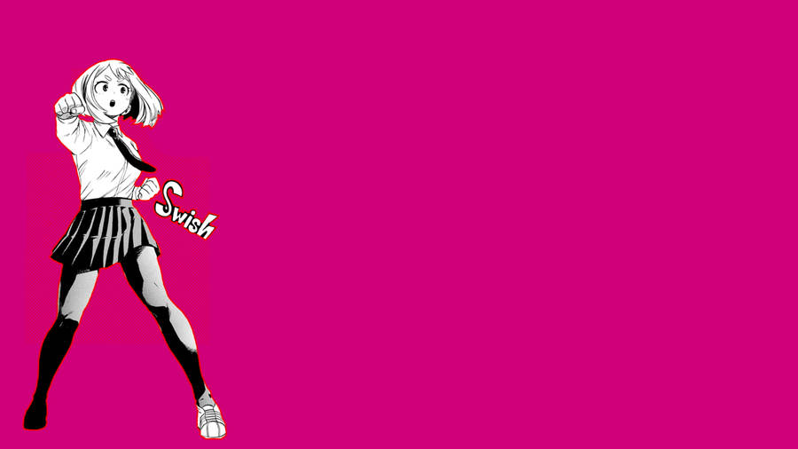 Ochaco Uraraka Pink Background Wallpaper