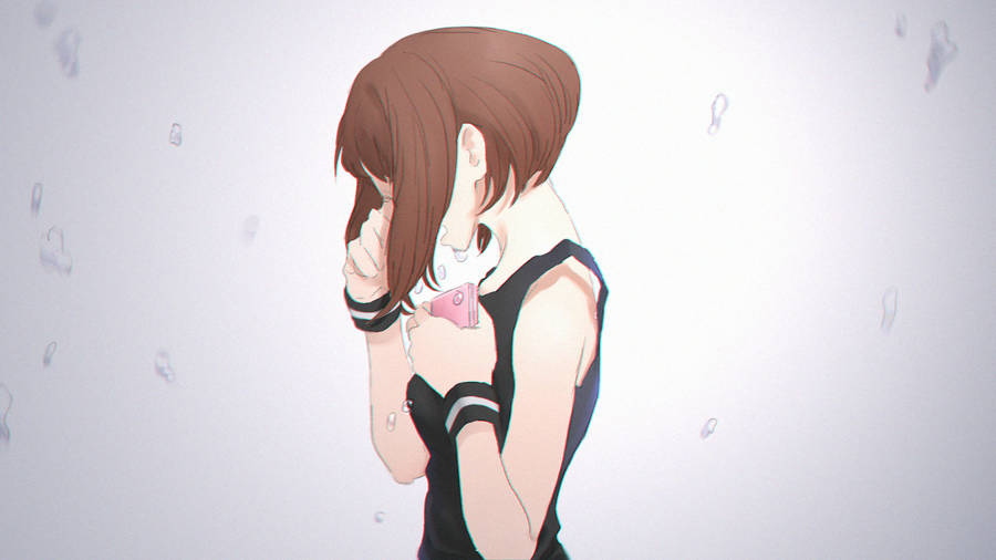 Ochaco Uraraka Side View Mourn Gesture Wallpaper