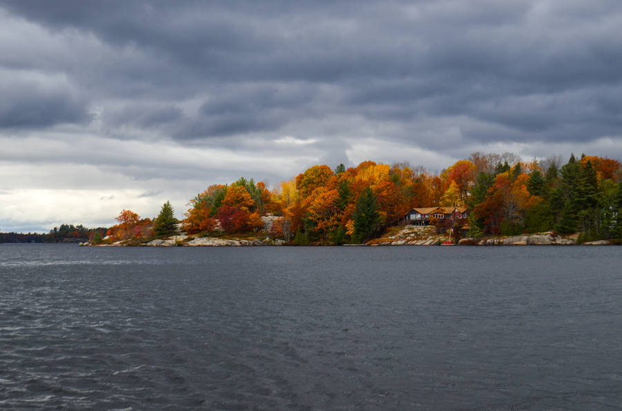 October Autumn Forest Lake Wallpaper