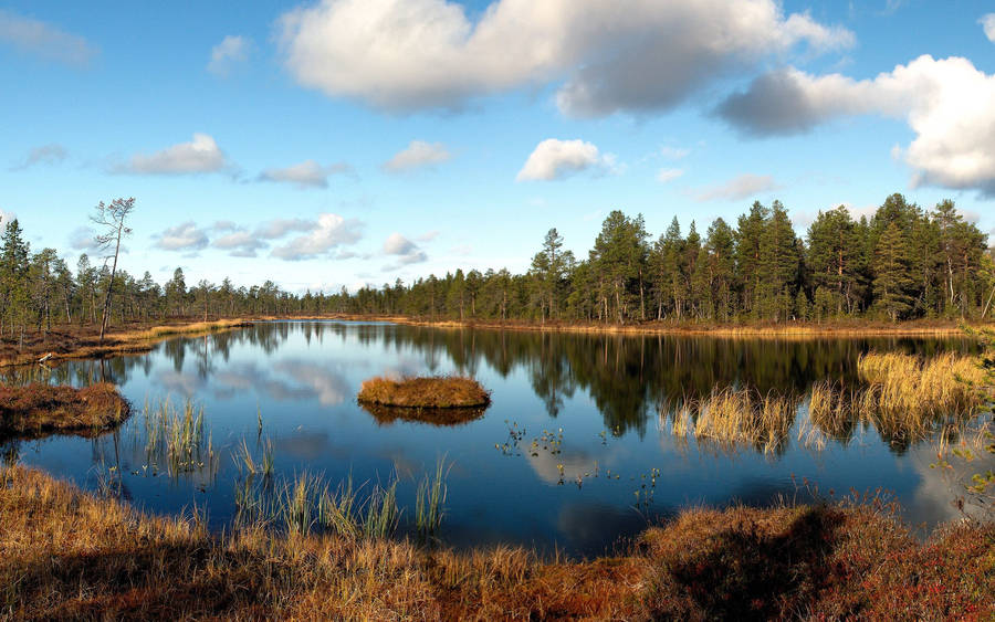 October Autumn Landscape Lake Wallpaper