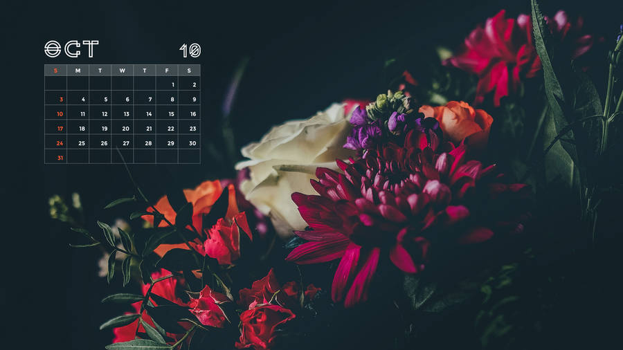 October Calendar 2021 Bouquet Wallpaper