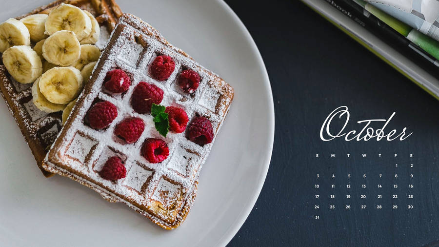 October Calendar 2021 Waffles Wallpaper