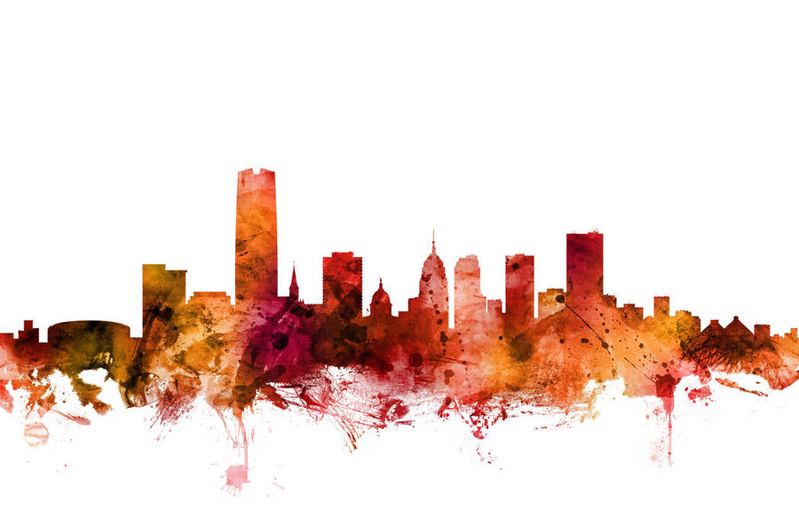 Oklahoma City Orange Illustration White Background Wallpaper