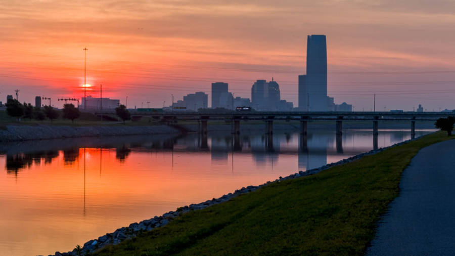 Oklahoma City Sunset Silhouette Wallpaper