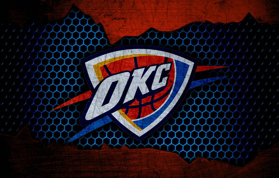 Oklahoma City Thunder Logo Hexagonal Pattern Wallpaper