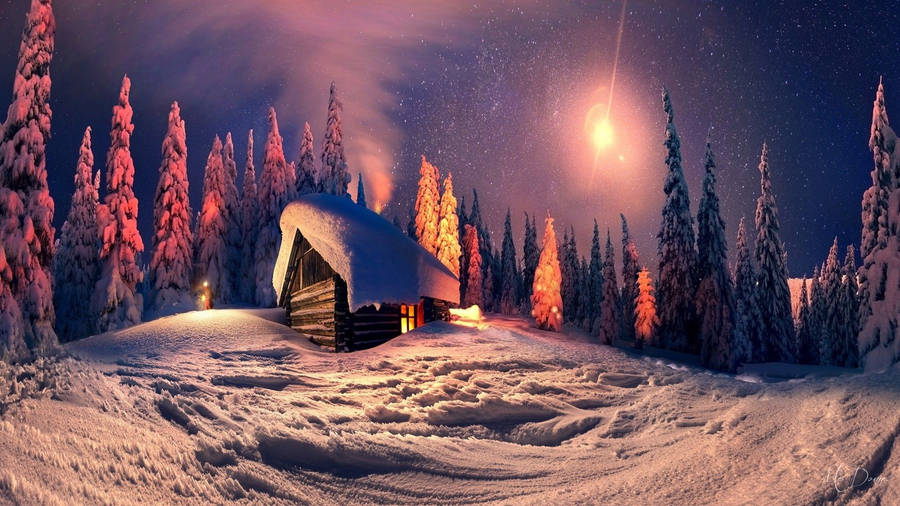 Old Aesthetic Christmas At Night Wallpaper