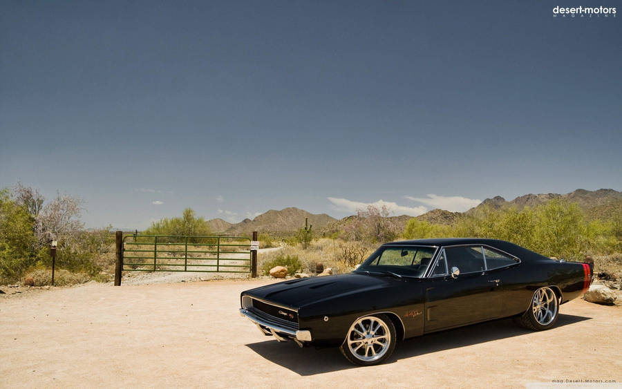 Old Car In Desert Wallpaper