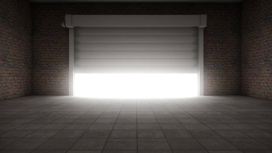 Old Empty Garage Door Parking Wallpaper